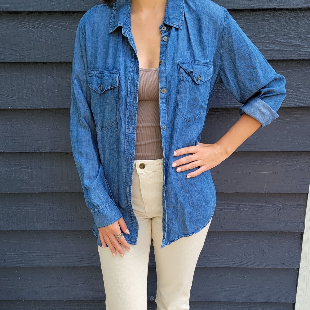 Denim, button-down shirt, sz Small